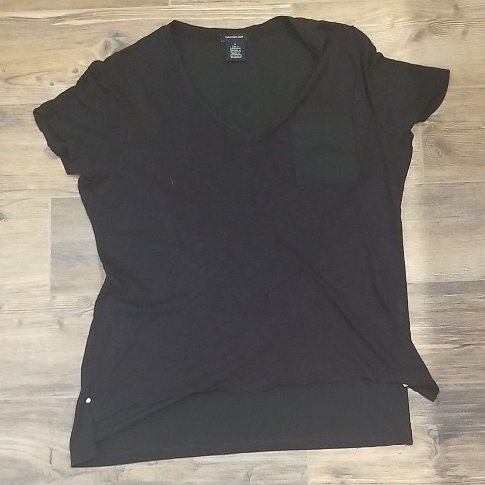 Calvin Klein Black V-Neck Short Sleeve Tee